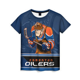 Женская футболка 3D с принтом Edmonton Oilers в Белгороде, 100% полиэфир ( синтетическое хлопкоподобное полотно) | прямой крой, круглый вырез горловины, длина до линии бедер | edmonton oilers | nhl | stanley cup | кубок стенли | кубок стэнли | нхл | хоккей | хоккейный клуб | эдмонтон | эдмонтон ойлерз | якупов