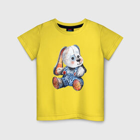 Детская футболка хлопок с принтом Акварельная плюшевая собачка в Белгороде, 100% хлопок | круглый вырез горловины, полуприлегающий силуэт, длина до линии бедер | акварель | дети | животные | игрушки