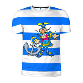 Мужская футболка 3D спортивная с принтом Капитан Баклан в Белгороде, 100% полиэстер с улучшенными характеристиками | приталенный силуэт, круглая горловина, широкие плечи, сужается к линии бедра | Тематика изображения на принте: anchor | captain | pirate | sailor | treasure island | капитан | моряк | остров сокровищ | пират | якорь