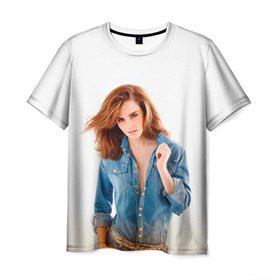 Мужская футболка 3D с принтом Emma Watson в Белгороде, 100% полиэфир | прямой крой, круглый вырез горловины, длина до линии бедер | знаменитости