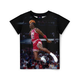 Детская футболка 3D с принтом Michael Jordan в Белгороде, 100% гипоаллергенный полиэфир | прямой крой, круглый вырез горловины, длина до линии бедер, чуть спущенное плечо, ткань немного тянется | michael jordan | баскетбол | майкл джордан | нба