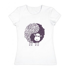 Женская футболка хлопок с принтом Овечка Инь-Ян в Белгороде, 100% хлопок | прямой крой, круглый вырез горловины, длина до линии бедер, слегка спущенное плечо | 