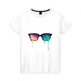 Женская футболка хлопок с принтом Абстрактные очки в Белгороде, 100% хлопок | прямой крой, круглый вырез горловины, длина до линии бедер, слегка спущенное плечо | 