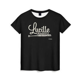 Женская футболка 3D с принтом Lucille Sluggers 4 в Белгороде, 100% полиэфир ( синтетическое хлопкоподобное полотно) | прямой крой, круглый вырез горловины, длина до линии бедер | the walking dead | бита | зомби | ниган | ужасы | ходячие