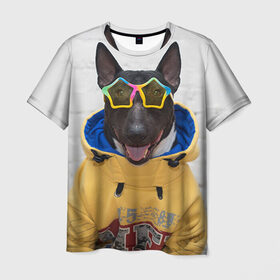 Мужская футболка 3D с принтом Bulldog`s friend 6 в Белгороде, 100% полиэфир | прямой крой, круглый вырез горловины, длина до линии бедер | Тематика изображения на принте: bulldog blogger | tecuaniventura | блоггер | бульдог | бульдог блоггер | животные | карамелька | собаки