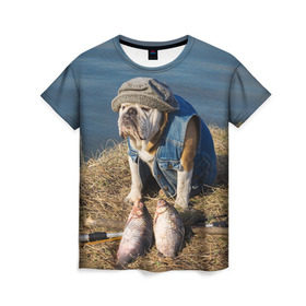 Женская футболка 3D с принтом Bulldog 13 в Белгороде, 100% полиэфир ( синтетическое хлопкоподобное полотно) | прямой крой, круглый вырез горловины, длина до линии бедер | bulldog blogger | tecuaniventura | блоггер | бульдог | бульдог блоггер | животные | карамелька | собаки