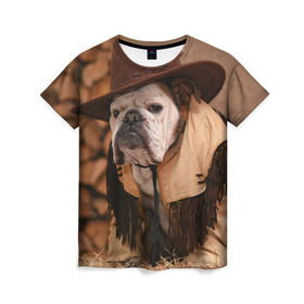 Женская футболка 3D с принтом Bulldog 6 в Белгороде, 100% полиэфир ( синтетическое хлопкоподобное полотно) | прямой крой, круглый вырез горловины, длина до линии бедер | bulldog blogger | tecuaniventura | блоггер | бульдог | бульдог блоггер | животные | карамелька | собаки