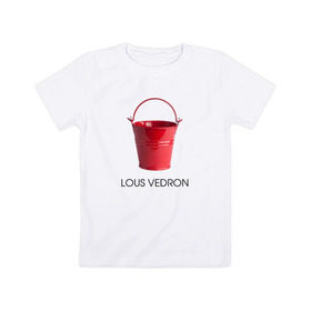 Детская футболка хлопок с принтом LOUS VEDRON в Белгороде, 100% хлопок | круглый вырез горловины, полуприлегающий силуэт, длина до линии бедер | louis vuetton | lous vedron | антибренд | бренд | луи витон | пародии