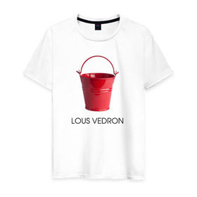 Мужская футболка хлопок с принтом LOUS VEDRON в Белгороде, 100% хлопок | прямой крой, круглый вырез горловины, длина до линии бедер, слегка спущенное плечо. | louis vuetton | lous vedron | антибренд | бренд | луи витон | пародии