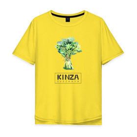 Мужская футболка хлопок Oversize с принтом KINZA в Белгороде, 100% хлопок | свободный крой, круглый ворот, “спинка” длиннее передней части | Тематика изображения на принте: kenzo | kinza | антибренд | бренд | кензо | кинза | пародии