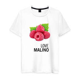 Мужская футболка хлопок с принтом LOVE MALINO в Белгороде, 100% хлопок | прямой крой, круглый вырез горловины, длина до линии бедер, слегка спущенное плечо. | love moschino | антибренд | бренд | лав малино | лав москино | малино | пародии