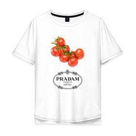 Мужская футболка хлопок Oversize с принтом PRADAM в Белгороде, 100% хлопок | свободный крой, круглый ворот, “спинка” длиннее передней части | prada | pradam | антибренд | бренд | пародии | прада | прадам
