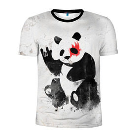 Мужская футболка 3D спортивная с принтом Рок-панда в Белгороде, 100% полиэстер с улучшенными характеристиками | приталенный силуэт, круглая горловина, широкие плечи, сужается к линии бедра | Тематика изображения на принте: rock | коза | метал | панда | рок