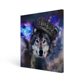 Холст квадратный с принтом King Wolf в Белгороде, 100% ПВХ |  | животное | зверь | космос | природа волк | русь | славяне