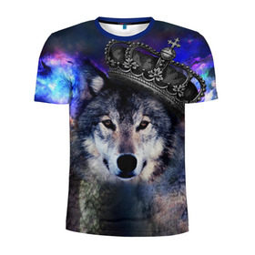 Мужская футболка 3D спортивная с принтом King Wolf в Белгороде, 100% полиэстер с улучшенными характеристиками | приталенный силуэт, круглая горловина, широкие плечи, сужается к линии бедра | животное | зверь | космос | природа волк | русь | славяне