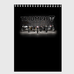 Скетчбук с принтом Triumph 5 в Белгороде, 100% бумага
 | 48 листов, плотность листов — 100 г/м2, плотность картонной обложки — 250 г/м2. Листы скреплены сверху удобной пружинной спиралью | moto | triumph | мотоцикл | мотоциклы | триумф