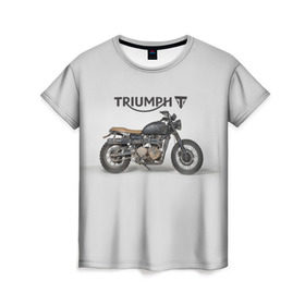 Женская футболка 3D с принтом Triumph 2 в Белгороде, 100% полиэфир ( синтетическое хлопкоподобное полотно) | прямой крой, круглый вырез горловины, длина до линии бедер | moto | triumph | мотоцикл | мотоциклы | триумф