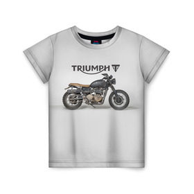 Детская футболка 3D с принтом Triumph 2 в Белгороде, 100% гипоаллергенный полиэфир | прямой крой, круглый вырез горловины, длина до линии бедер, чуть спущенное плечо, ткань немного тянется | Тематика изображения на принте: moto | triumph | мотоцикл | мотоциклы | триумф