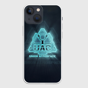 Чехол для iPhone 13 mini с принтом Union Aerospace corporation в Белгороде,  |  | Тематика изображения на принте: doom | uac | дум | космос