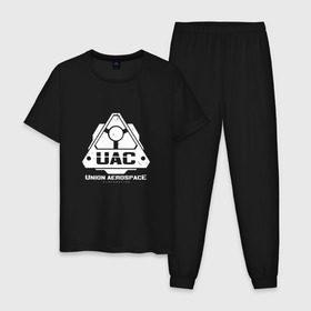 Мужская пижама хлопок с принтом UAC в Белгороде, 100% хлопок | брюки и футболка прямого кроя, без карманов, на брюках мягкая резинка на поясе и по низу штанин
 | corporation | doom | дум