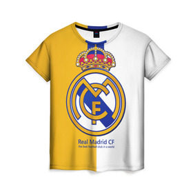 Женская футболка 3D с принтом Real Madrid CF в Белгороде, 100% полиэфир ( синтетическое хлопкоподобное полотно) | прямой крой, круглый вырез горловины, длина до линии бедер | football | испания | клуб | мадрид | реал | фк | футбольный