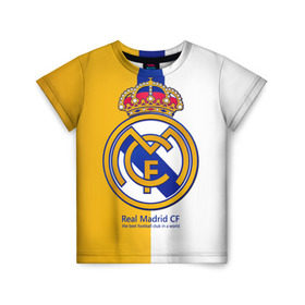 Детская футболка 3D с принтом Real Madrid CF в Белгороде, 100% гипоаллергенный полиэфир | прямой крой, круглый вырез горловины, длина до линии бедер, чуть спущенное плечо, ткань немного тянется | football | испания | клуб | мадрид | реал | фк | футбольный