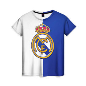Женская футболка 3D с принтом Real Madrid в Белгороде, 100% полиэфир ( синтетическое хлопкоподобное полотно) | прямой крой, круглый вырез горловины, длина до линии бедер | football | испания | клуб | мадрид | реал | фк | футбольный