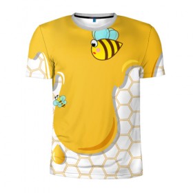 Мужская футболка 3D спортивная с принтом Пчелки в Белгороде, 100% полиэстер с улучшенными характеристиками | приталенный силуэт, круглая горловина, широкие плечи, сужается к линии бедра | 
