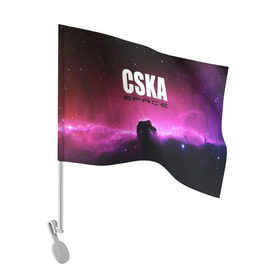Флаг для автомобиля с принтом CSKA space в Белгороде, 100% полиэстер | Размер: 30*21 см | cska | конь | космос | красно синие | на макете изображена космическая туманность в виде коня   символа пфк цска.цска | премьер лига | футбол | чемпион