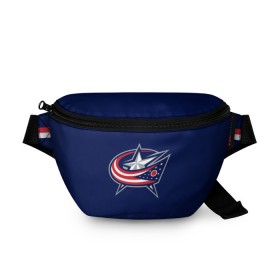 Поясная сумка 3D с принтом Columbus Blue Jackets в Белгороде, 100% полиэстер | плотная ткань, ремень с регулируемой длиной, внутри несколько карманов для мелочей, основное отделение и карман с обратной стороны сумки застегиваются на молнию | columbus blue jackets | hockey | nhl | нхл | хоккей