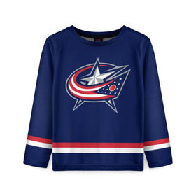 Детский лонгслив 3D с принтом Columbus Blue Jackets в Белгороде, 100% полиэстер | длинные рукава, круглый вырез горловины, полуприлегающий силуэт
 | Тематика изображения на принте: columbus blue jackets | hockey | nhl | нхл | хоккей