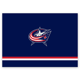 Поздравительная открытка с принтом Columbus Blue Jackets в Белгороде, 100% бумага | плотность бумаги 280 г/м2, матовая, на обратной стороне линовка и место для марки
 | Тематика изображения на принте: columbus blue jackets | hockey | nhl | нхл | хоккей