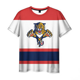 Мужская футболка 3D с принтом Florida Panthers white в Белгороде, 100% полиэфир | прямой крой, круглый вырез горловины, длина до линии бедер | florida panthers | hockey | nhl | нхл | хоккей