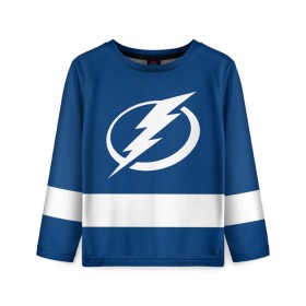 Детский лонгслив 3D с принтом Tampa Bay Lightning в Белгороде, 100% полиэстер | длинные рукава, круглый вырез горловины, полуприлегающий силуэт
 | hockey | nhl | tampa bay lightning | нхл | хоккей