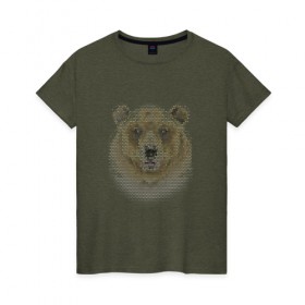Женская футболка хлопок с принтом Медведь из шестиугольников в Белгороде, 100% хлопок | прямой крой, круглый вырез горловины, длина до линии бедер, слегка спущенное плечо | 