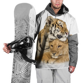 Накидка на куртку 3D с принтом Тигр и львица в Белгороде, 100% полиэстер |  | Тематика изображения на принте: дикие | милые | природа | тигр | яркие