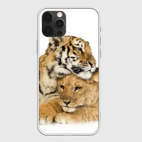 Чехол для iPhone 12 Pro с принтом Тигр и львица в Белгороде, силикон | область печати: задняя сторона чехла, без боковых панелей | дикие | милые | природа | тигр | яркие