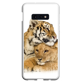 Чехол для Samsung S10E с принтом Тигр и львица в Белгороде, Силикон | Область печати: задняя сторона чехла, без боковых панелей | Тематика изображения на принте: дикие | милые | природа | тигр | яркие
