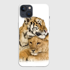 Чехол для iPhone 13 с принтом Тигр и львица в Белгороде,  |  | дикие | милые | природа | тигр | яркие