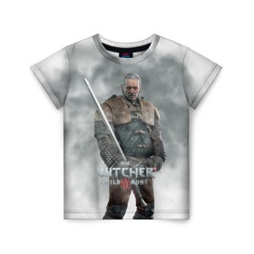 Детская футболка 3D с принтом The Witcher в Белгороде, 100% гипоаллергенный полиэфир | прямой крой, круглый вырез горловины, длина до линии бедер, чуть спущенное плечо, ткань немного тянется | witcher | ведьмак | геральт