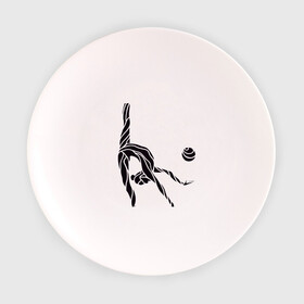Тарелка 3D с принтом Гимнастка с мячом в Белгороде, фарфор | диаметр - 210 мм
диаметр для нанесения принта - 120 мм | Тематика изображения на принте: булавы | гимнастика | гимнастка | лента | мяч | обруч | художественная гимнастика