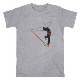 Мужская футболка хлопок с принтом Гимнастка со скакалкой в Белгороде, 100% хлопок | прямой крой, круглый вырез горловины, длина до линии бедер, слегка спущенное плечо. | булавы | гимнастика | гимнастка | лента | мяч | обруч | художественная гимнастика