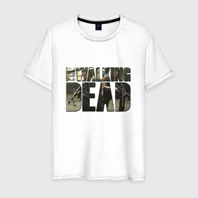 Мужская футболка хлопок с принтом Рик и Дерил в Белгороде, 100% хлопок | прямой крой, круглый вырез горловины, длина до линии бедер, слегка спущенное плечо. | the walking dead