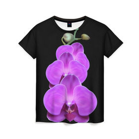 Женская футболка 3D с принтом Орхидея в Белгороде, 100% полиэфир ( синтетическое хлопкоподобное полотно) | прямой крой, круглый вырез горловины, длина до линии бедер | орхидея | флора | цветок