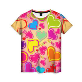 Женская футболка 3D с принтом Любовная фантазия в Белгороде, 100% полиэфир ( синтетическое хлопкоподобное полотно) | прямой крой, круглый вырез горловины, длина до линии бедер | любовь | поцелуй | святой валентин | сердце | счастье | я люблю тебя