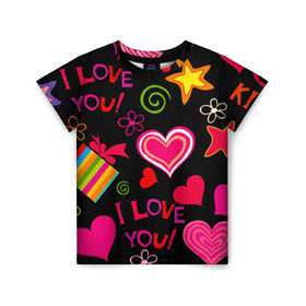 Детская футболка 3D с принтом Праздник любви в Белгороде, 100% гипоаллергенный полиэфир | прямой крой, круглый вырез горловины, длина до линии бедер, чуть спущенное плечо, ткань немного тянется | любовь | поцелуй | праздник | святой валентин | сердце | счастье | я люблю тебя