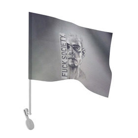 Флаг для автомобиля с принтом Fuck Society в Белгороде, 100% полиэстер | Размер: 30*21 см | Тематика изображения на принте: fsociety | mr robot | анонимус | мистер робот