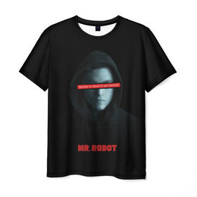Мужская футболка 3D с принтом Mr Robot в Белгороде, 100% полиэфир | прямой крой, круглый вырез горловины, длина до линии бедер | fsociety | mr robot | анонимус | мистер робот