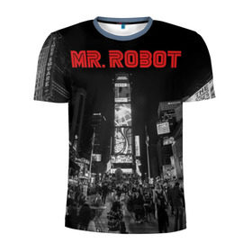 Мужская футболка 3D спортивная с принтом Мистер Робот в Белгороде, 100% полиэстер с улучшенными характеристиками | приталенный силуэт, круглая горловина, широкие плечи, сужается к линии бедра | fsociety | mr robot | анонимус | мистер робот