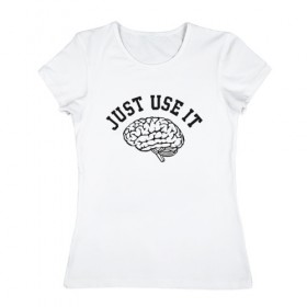 Женская футболка хлопок с принтом Мозг в Белгороде, 100% хлопок | прямой крой, круглый вырез горловины, длина до линии бедер, слегка спущенное плечо | мозг